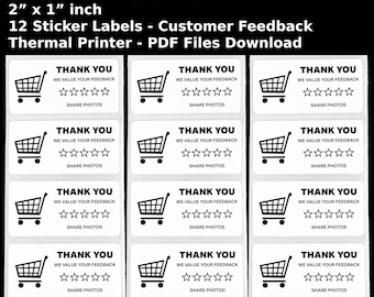 Review Request Stickers: 2x1" Thermal Print Labels (PDF Download)