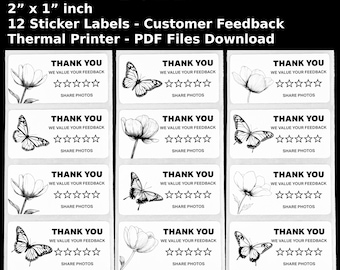 Butterfly Bloom Review Stickers: 2x1" Thermal Print Labels (Digital Download)