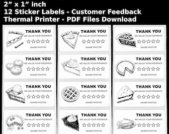 Pie Review Stickers: Thermal Print Feedback Labels (Digital Download)