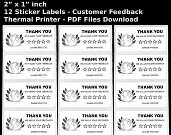 Review Feedback Stickers: Eco Planet Design, Thermal Printer Labels (PDF & PNG)