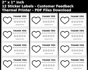 Review Request Stickers: Heart Design, Small Business Feedback (PDF/PNG)