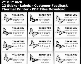 Butterfly Review Stickers: Small Business Feedback Labels (PDF & PNG)