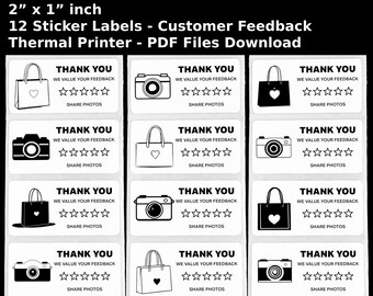 Review Feedback Stickers: 2x1" Thermal Print Labels (PDF Download)