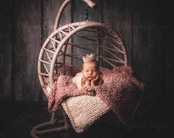 4 Newborn Digital Backdrops, Swing Chair with Pink & Cream Knits, Rustic Wood Floor, Bright and Dark Moody Set, NO AI, 300 DPI, High Res