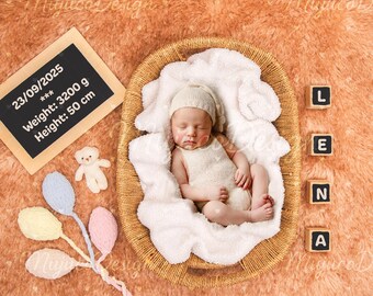 Wicker Basket Newborn Photography Backdrop, Warm Brown Fur Top View Studio Baby Composite, Neutral Digital Background, Instant Download