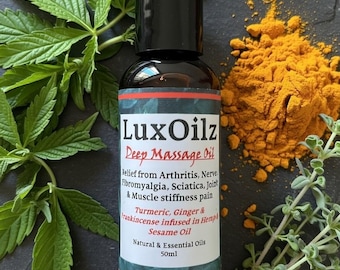 Muscle/Joint Pain Release Massage Oil. Sciatica, Arthritis, Fibromyalgia pain friendly. Muscle rub. Aches & Pains.