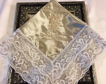 Personalized Lace Handkerchief First Lady Embroidered Church Handkerchief Hankie