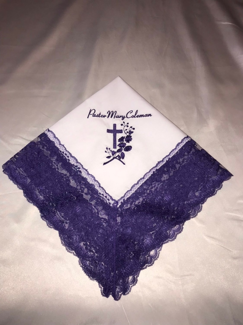 Personalized Lace Handkerchief First Lady Embroidered Church Handkerchief Hankie