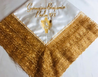Church Lap Scarves, Women’s Lap Scarf, Custom First Lady Church Lap Scarf, Monogrammed Lace Lap Scarf, Embroidered Lap Scarf Personalized