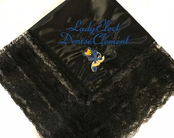 Women’s Lap Scarves for Church, Embroidered Lap Cloth, Custom Lap Scarf, Church First Lady Lap Scarf, Satin Lace Lap Scarf, Personalized