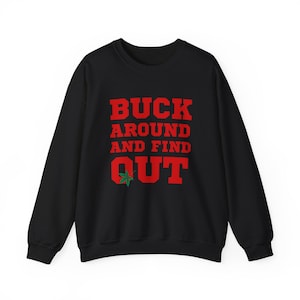 Ohio State Buck Around Graphic Sweatshirt, Team Spirit Crewneck Jumper, College Football Fan Apparel, Unisex Cotton Blend Pullover, Sports
