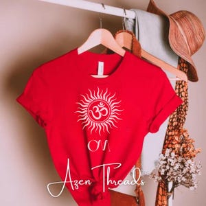 Om Symbol Shirt Handmade Vintage Style Shirt, Comfy Boho Style, Unisex Festival Tunic, Om Shirts For Yoga, Spiritual Yoga Shirts For Sister