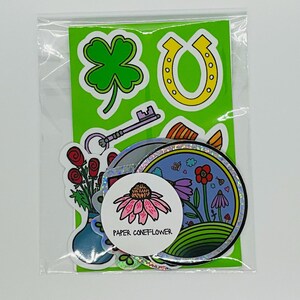 Juego de pegatinas Lucky Charms y plantas verdes
