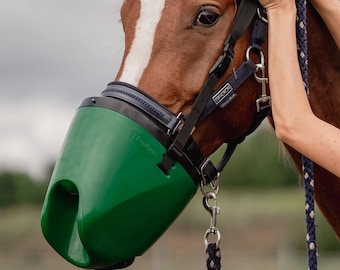 Máscara Equihero para caballos, para nebulización/inhalación equina, compatible con inhaladores humanos. Tamaño: Inhalador para caballos completo/maceta.