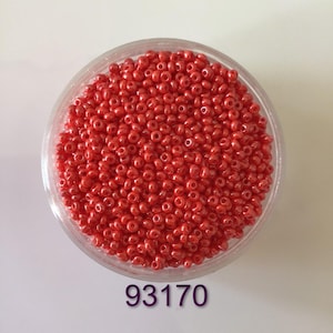 10/0 93170 Preciosa rocaille beads. Opaque red coral. Czech glass beads.