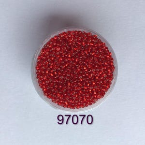10/0 97070 Preciosa rocaille beads. Transparent red, with silver lining. Czech glass beads.