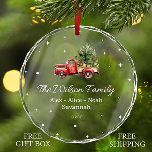 Personalized Family Christmas Glass Ornament, Family Name Ornament, Gift for Family, Christmas Tree Ornament 2024, Gifted for Family