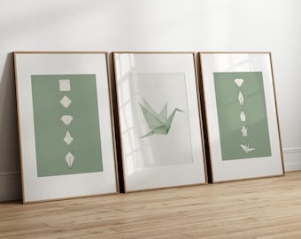 Japandi Origami Wall Art Set - Minimalist Japandi Decor with Wabi Sabi Aesthetic - Zen Wall Art, Scandinavian & Japanese Inspired Prints