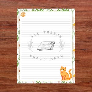 Orange Cat - 50 Double-sided loose sheets of 8.5 x 11 Stationery