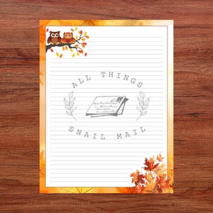Cute owls sitting in a tree - 50 Double-sided loose sheets of 8.5 x 11 Beautiful Stationery