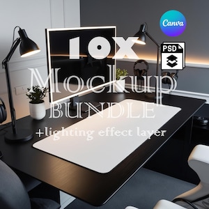 Bundle 10x Mousepad Mockup, Large Mousepad Mockup,  Desk Mat Mockup, Mouse Mat Mockup, Canva PNG and Smart Object PSD