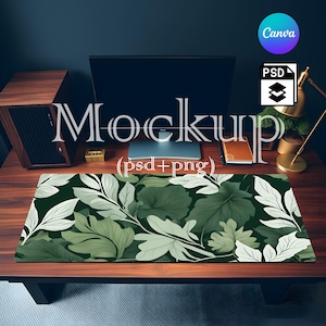 Mousepad Mockup, Large Mousepad Mockup, Desk Mat Mockup, Mouse Mat Mockup, Canva PNG and Smart Object PSD