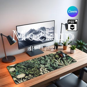 Mousepad Mockup, Large Mousepad Mockup,  Desk Mat Mockup, Mouse Mat Mockup, Canva PNG and Smart Object PSD