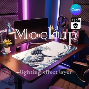Mousepad Mockup, Large Mousepad Mockup, Desk Mat Mockup, Mouse Mat Mockup, Canva PNG and Smart Object PSD
