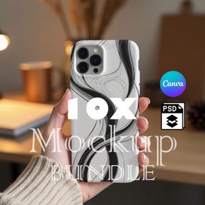 Phone Case Mockup Bundle 10X, iPhone Case Mockups, iPhone Case Mockup, Smartphone Case MockUp, Smart Objekt PSD und Canva PNG