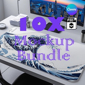 Bundle 10x Mousepad Mockup, Large Mousepad Mockup,  Desk Mat Mockup, Mouse Mat Mockup, Canva PNG and Smart Object PSD