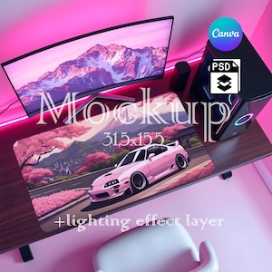 Mousepad Mockup, Large Mousepad Mockup, 31 x 15.5 Inches Desk Mat Mockup, Mouse Mat Mockup, Canva PNG and Smart Object PSD