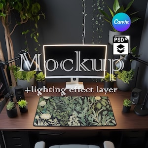 Mousepad Mockup, Large Mousepad Mockup, Desk Mat Mockup, Mouse Mat Mockup, Canva PNG and Smart Object PSD