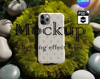 iPhone Case Mockup: Smart Object PSD & Canva PNG (Digital Download)