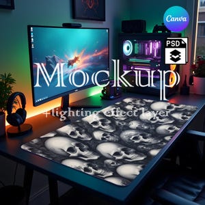Gaming Mousepad Mockup, Large Mousepad Mockup, Desk Mat Mockup, Mouse Mat Mockup, Canva PNG and Smart Object PSD