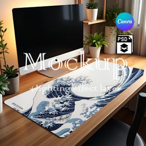Gaming Mousepad Mockup, Large Mousepad Mockup, Desk Mat Mockup, Mouse Mat Mockup, Canva PNG and Smart Object PSD
