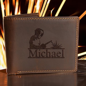 Cartera de soldador de regalo Cartera de soldador para hombre Cartera personalizada de cuero genuino Regalo para él Regalo para esposo Regalo para novio Cartera para hombre