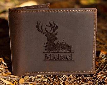 Dear Hunter Wallet Gift Hunter Mens Wallet Personalized Genuine Leather Custom Wallet Gift For Him Gift Husband Boyfriend Gift Men Wallet