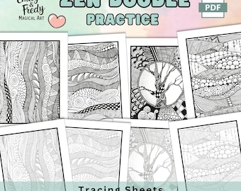 Zen Doodle Practice Sheets + Tracing Pages | Printable PDF | Zentangle Style Art Exercises