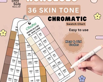 Stalenkaart Ohuhu-markering: 36 huidskleuren, afdrukbare kleurengids (pdf-download)