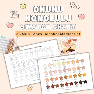 Ohuhu 36 Skin Tones Swatch Chart - Amostra de marcador de álcool para impressão | Download digital para marcadores Ohuhu | Organização de marcadores