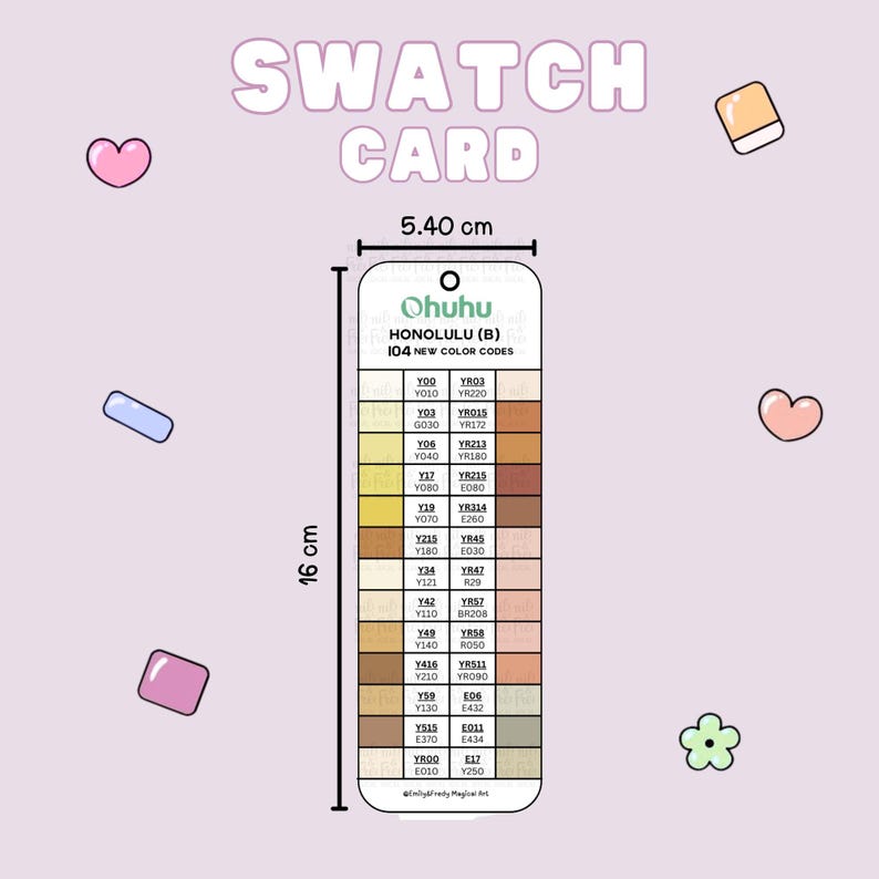 Ohuhu Honolulu 104 Swatch Chart: New Codes, Printable Alcohol Marker ...