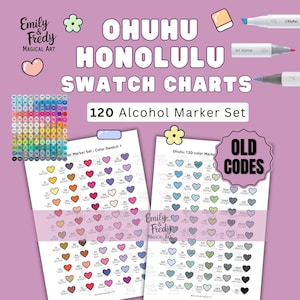Ohuhu Honolulu 120 markeringstabel: afdrukbare pdf, kleuropberger