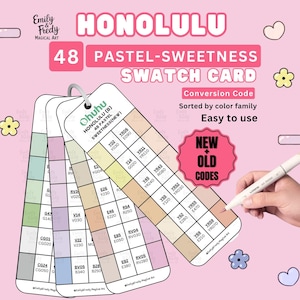 Ohuhu 48 スイートネス パステルマーカー スウォッチカード。新コード：印刷可能なデジタルダウンロード