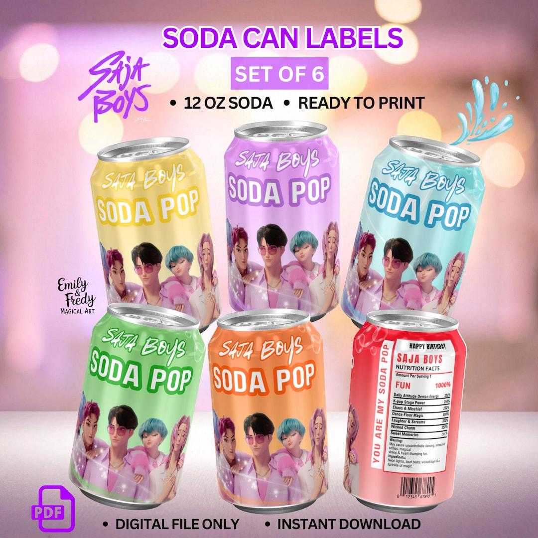 Kpop Saja Boys Soda Can Labels: Birthday Party Decor (PDF) - Etsy