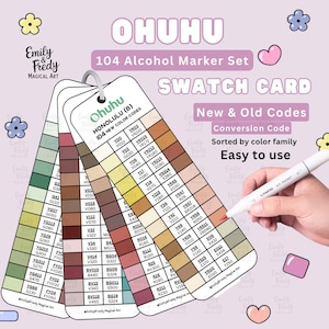 Ohuhu Honolulu 104 Swatch Chart: New Codes, Printable Alcohol Marker Color Guide (PDF Download)