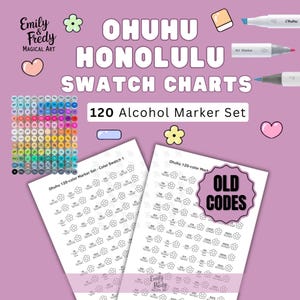 Ohuhu Honolulu 120 markeringstabel: afdrukbare pdf, kleuropberger