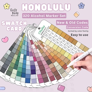 Ohuhu Honolulu 320 Marker-staalkaart: nieuwe codes, afdrukbare kleurengids (pdf-download)