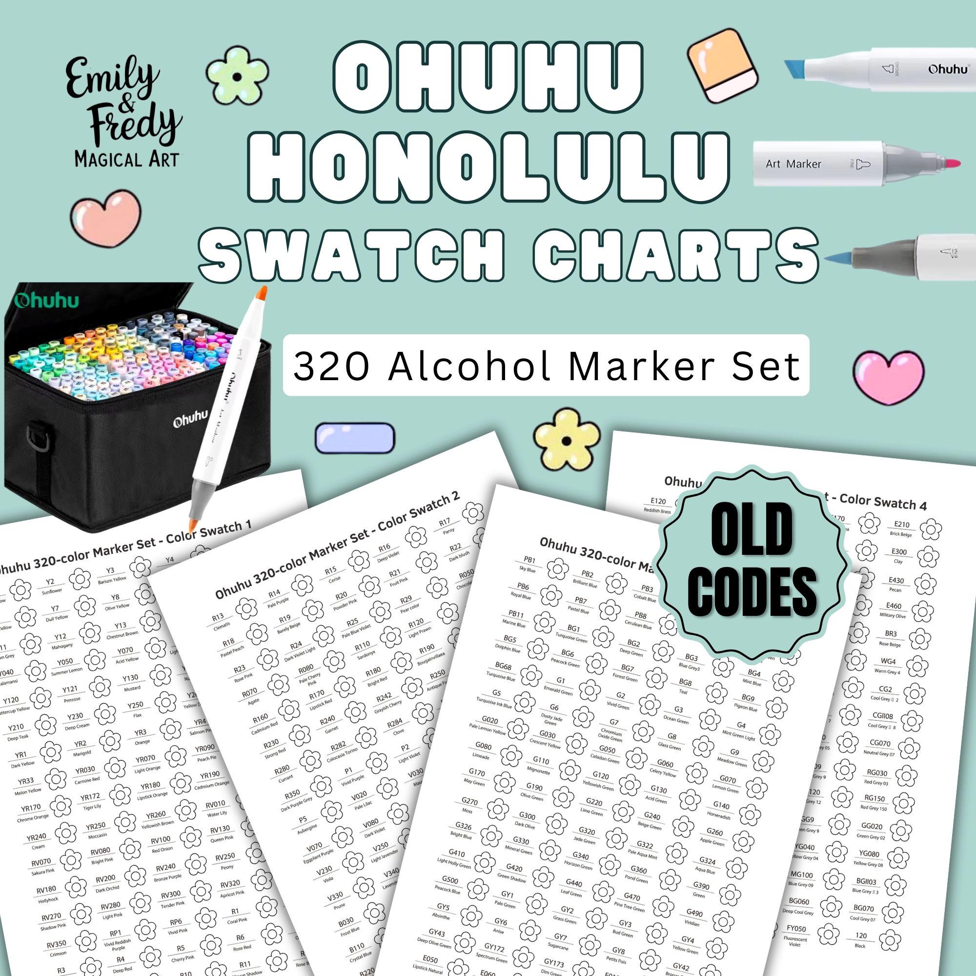 Ohuhu Honolulu 320 Marker Swatch Chart: Printable Color Guide (PDF