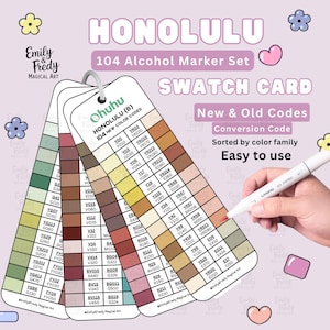 Ohuhu Honolulu 104 Swatch Chart: Neue Codes, druckbarer Alkohol-Marker-Farbleitfaden (PDF-Download)