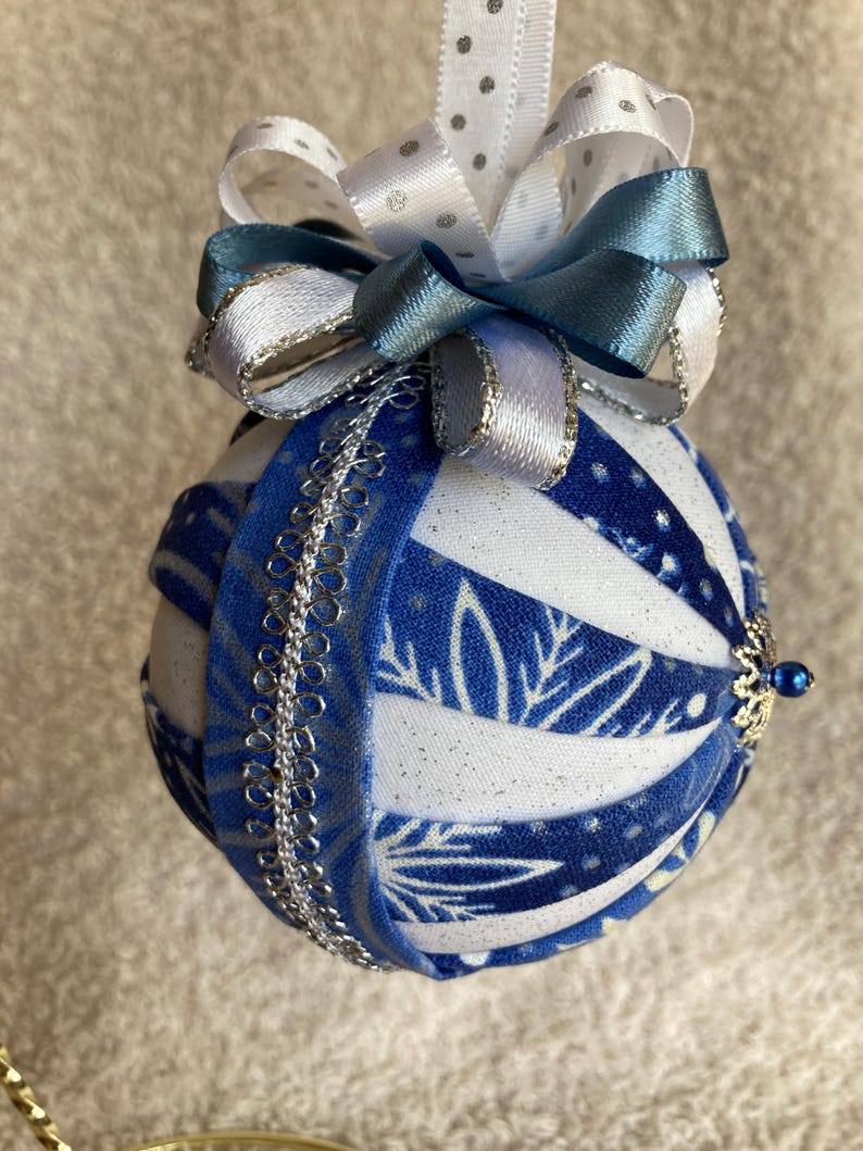 Blue and White Handmade Quilted Christmas Ornament - Etsy